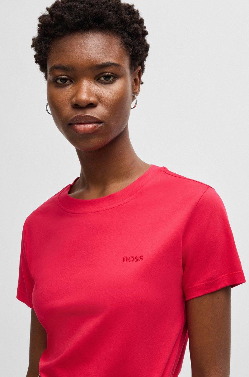 Hugo Boss Camiseta Slim Fit De Punto De Algodón Con Logo Tonal