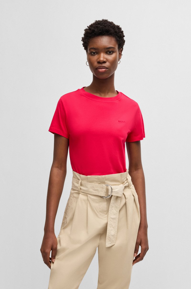 Hugo Boss Camiseta slim fit de punto de algodón con logo tonal