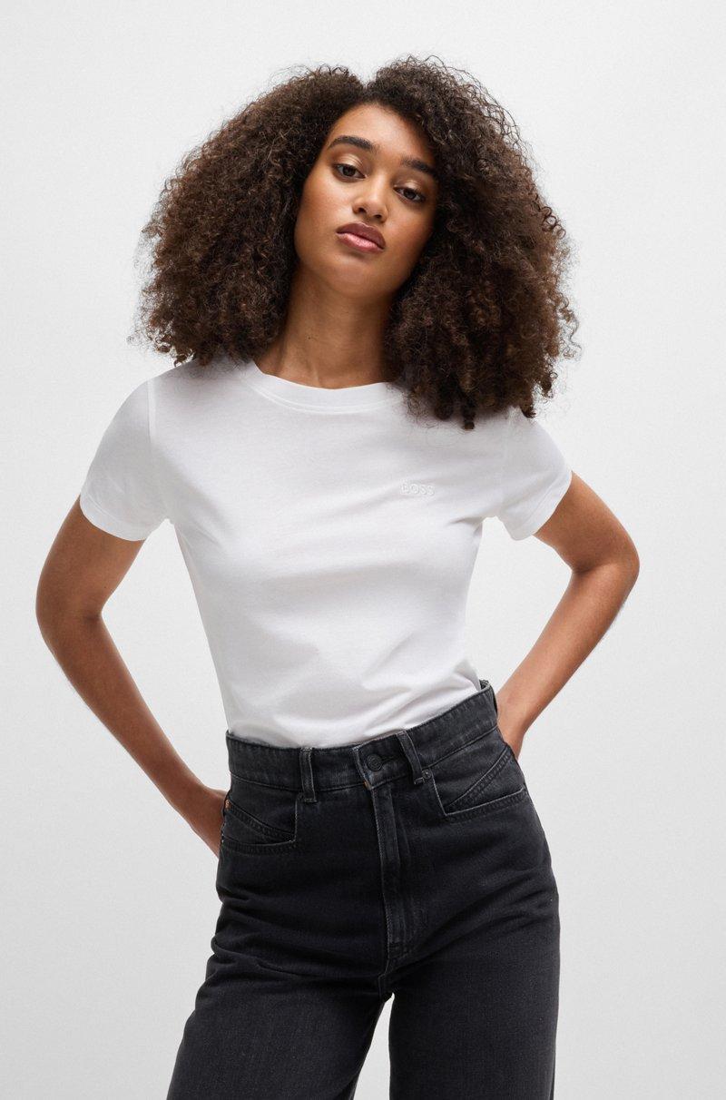 Hugo Boss Camiseta slim fit de punto de algodón con logo tonal