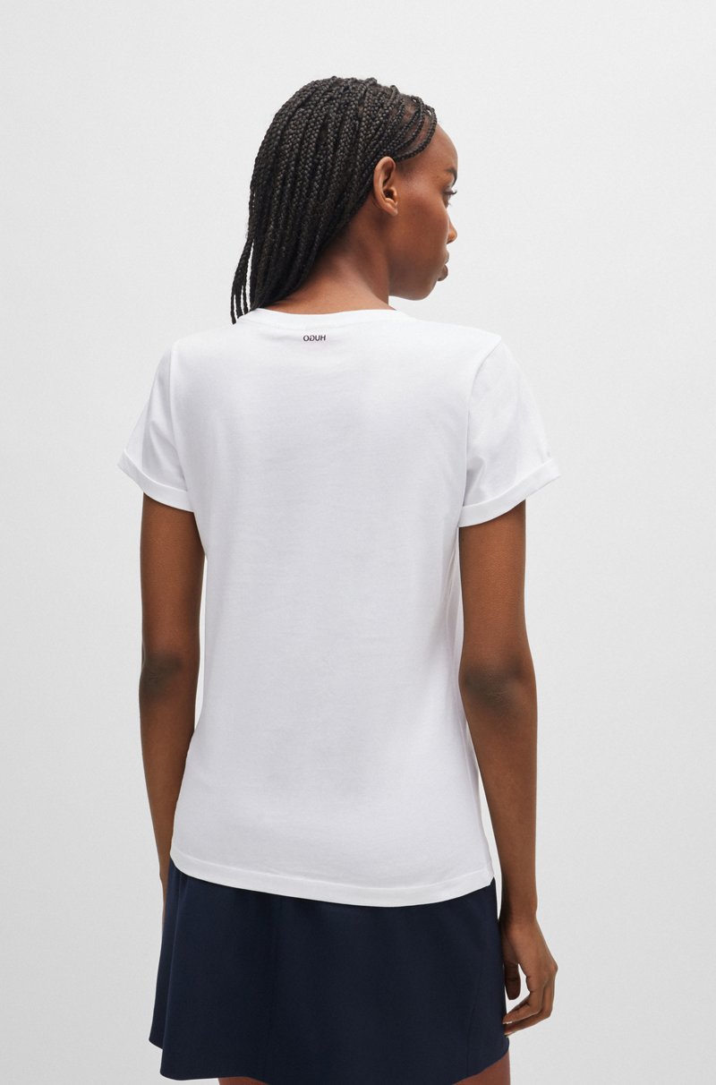 Hugo Boss Camiseta Slim Fit En Algodón Con Logo Estampado En La Espalda