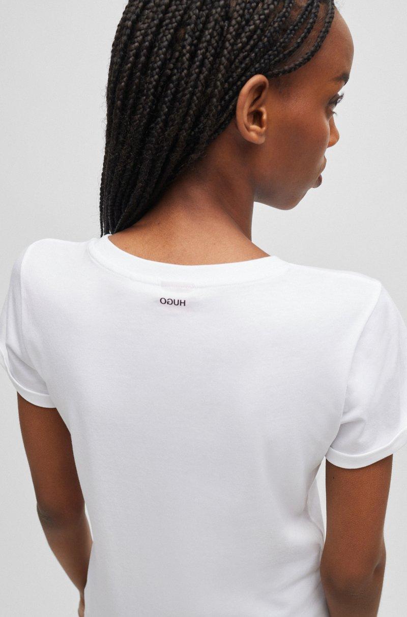 Hugo Boss Camiseta Slim Fit En Algodón Con Logo Estampado En La Espalda