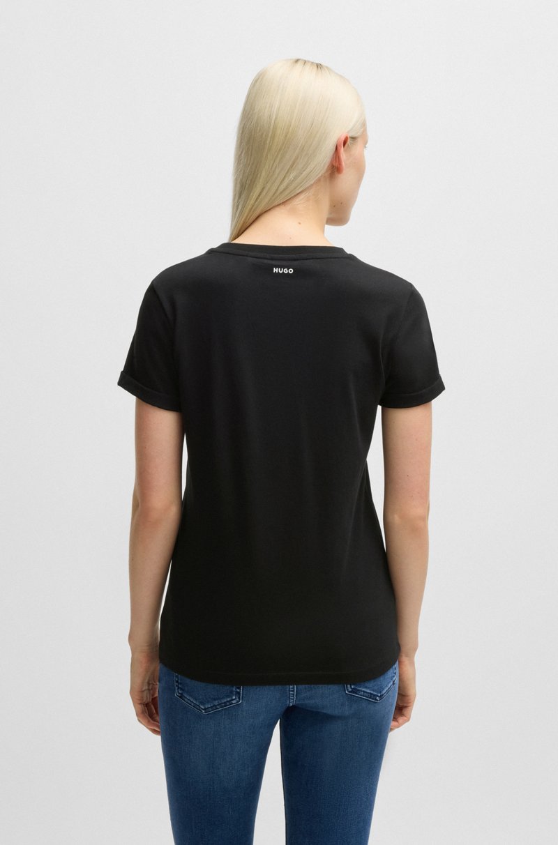 Hugo Boss Camiseta Slim Fit En Algodón Con Logo Estampado En La Espalda