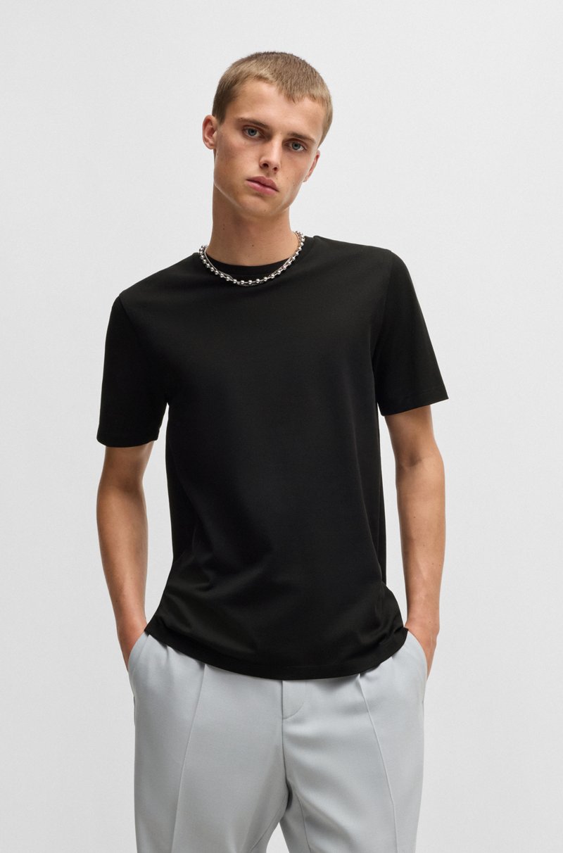 Hugo Boss Camiseta Slim Fit En Piqué De Algodón Elástico Mercerizado