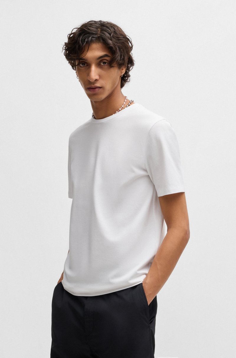 Hugo Boss Camiseta Slim Fit En Piqué De Algodón Elástico Mercerizado