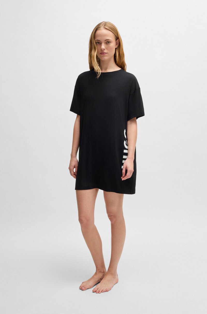 Hugo Boss Camisón Relaxed Fit De Punto Elástico Con Logo Estampado