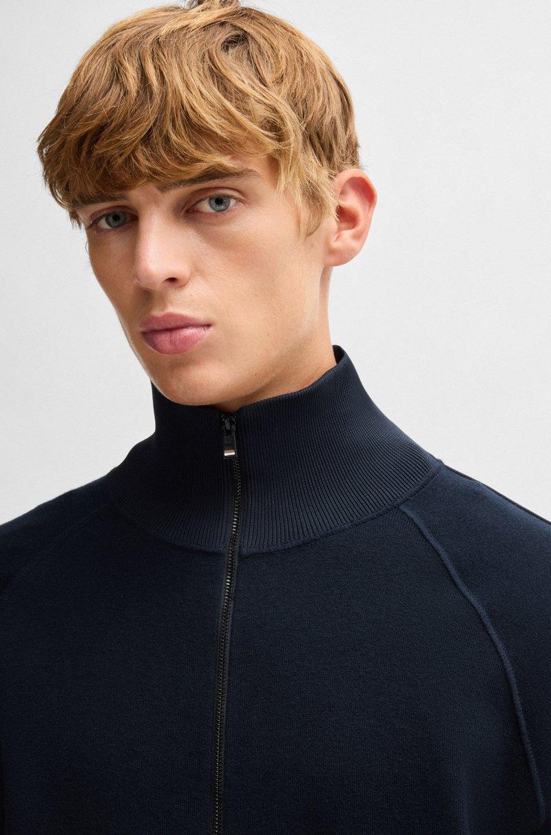 Hugo Boss Cárdigan Con Cremallera En Lana Virgen Y Algodón