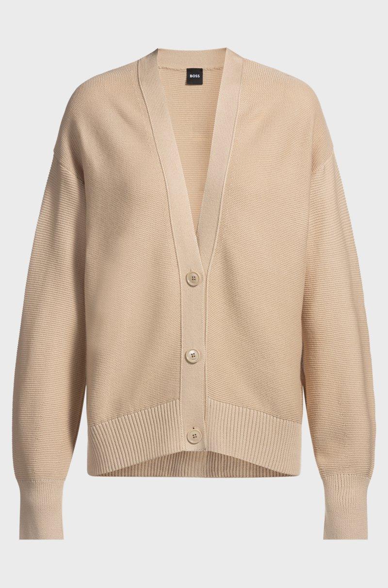 Hugo Boss Cárdigan con cuello de pico en algodón estructurado