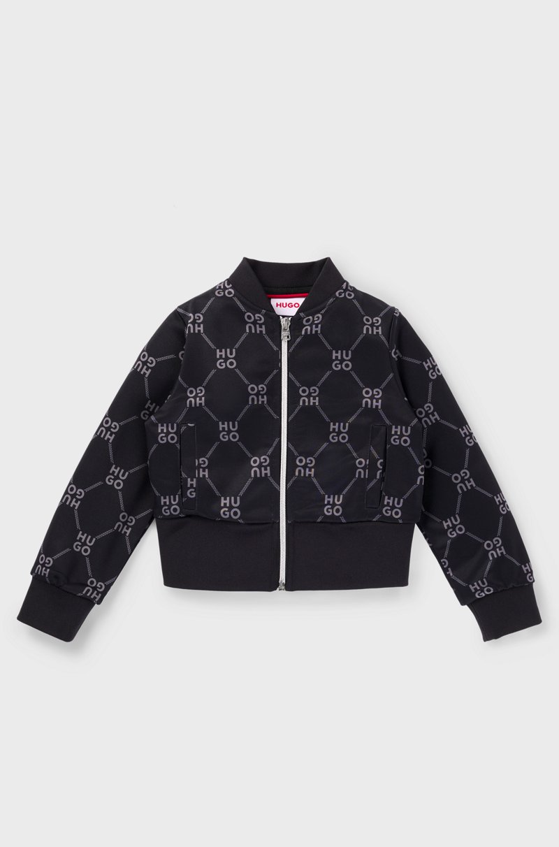 Hugo Boss Cárdigan de forro polar para niños con logos apilados