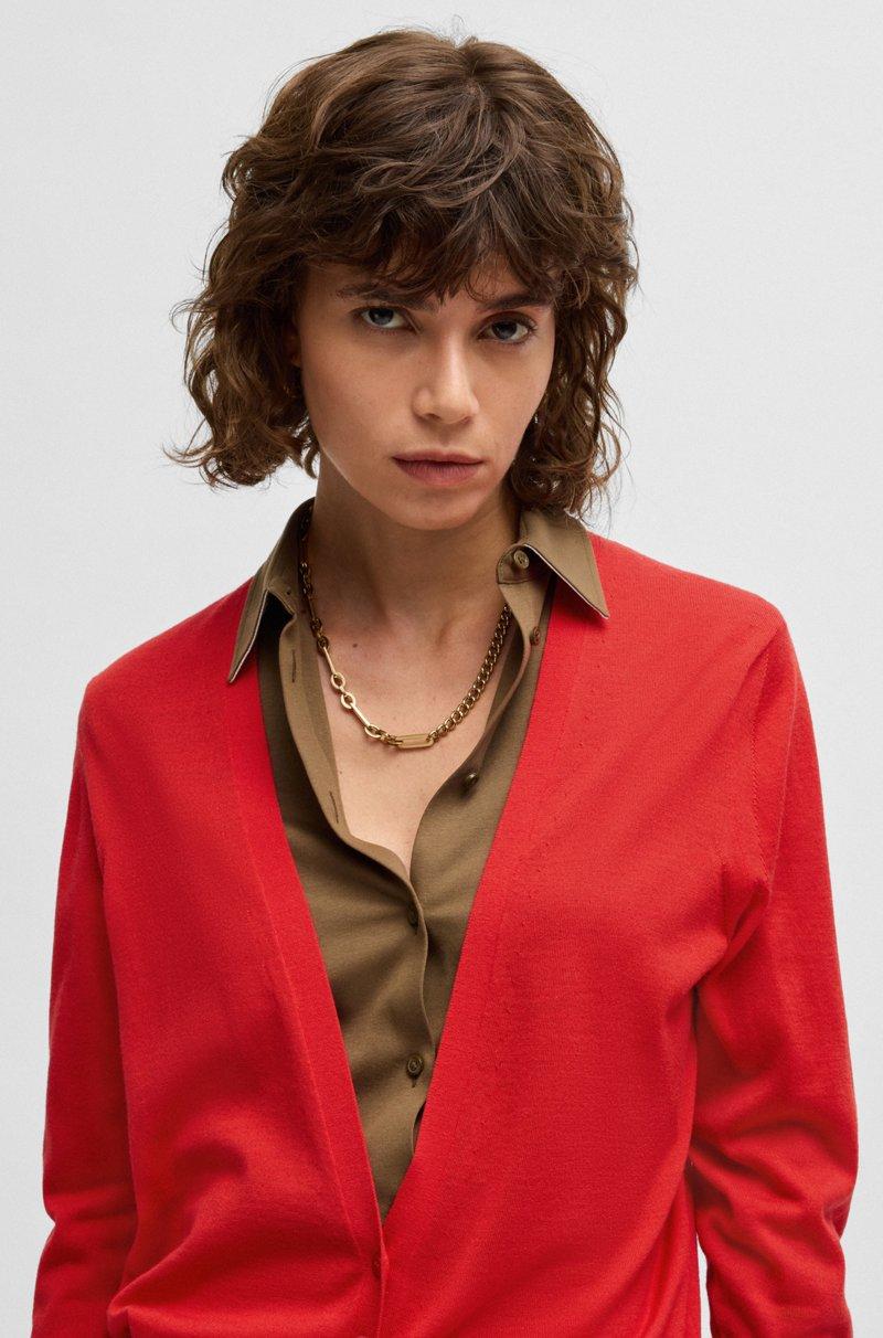 Hugo Boss Cárdigan De Punto De Lana Virgen Con Cuello En Pico