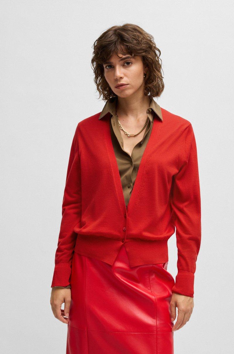 Hugo Boss Cárdigan de punto de lana virgen con cuello en pico