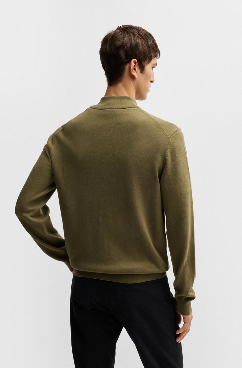 Hugo Boss Cárdigan En Punto De Algodón Con Cremallera Y Logo Bordado