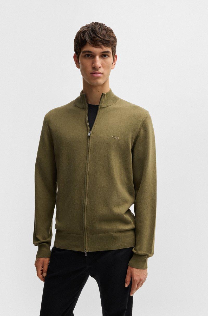 Hugo Boss Cárdigan en punto de algodón con cremallera y logo bordado