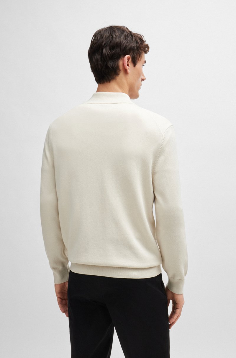 Hugo Boss Cárdigan En Punto De Algodón Con Cremallera Y Logo Bordado