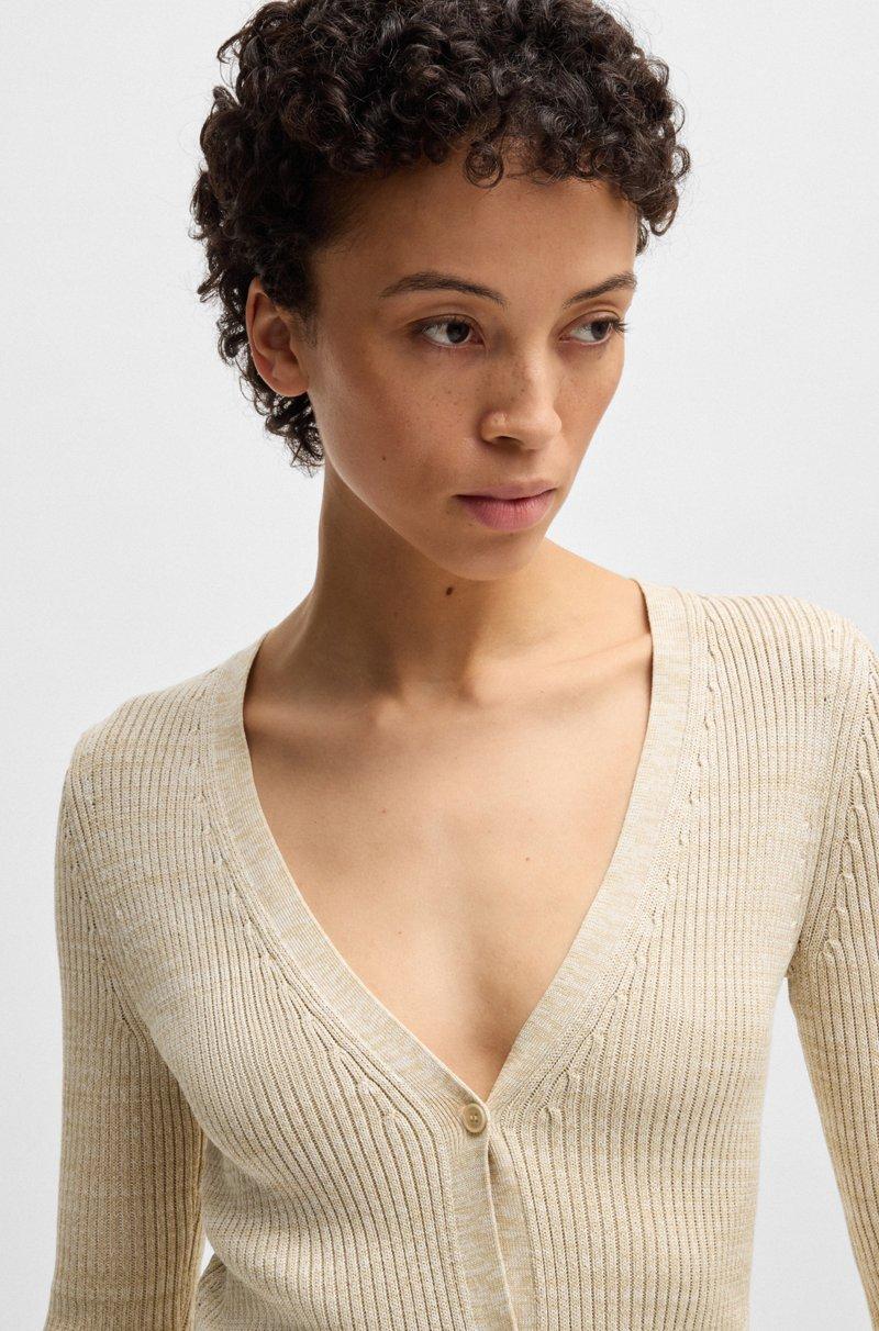 Hugo Boss Cárdigan Largo Con Estructura De Canalé Mouliné