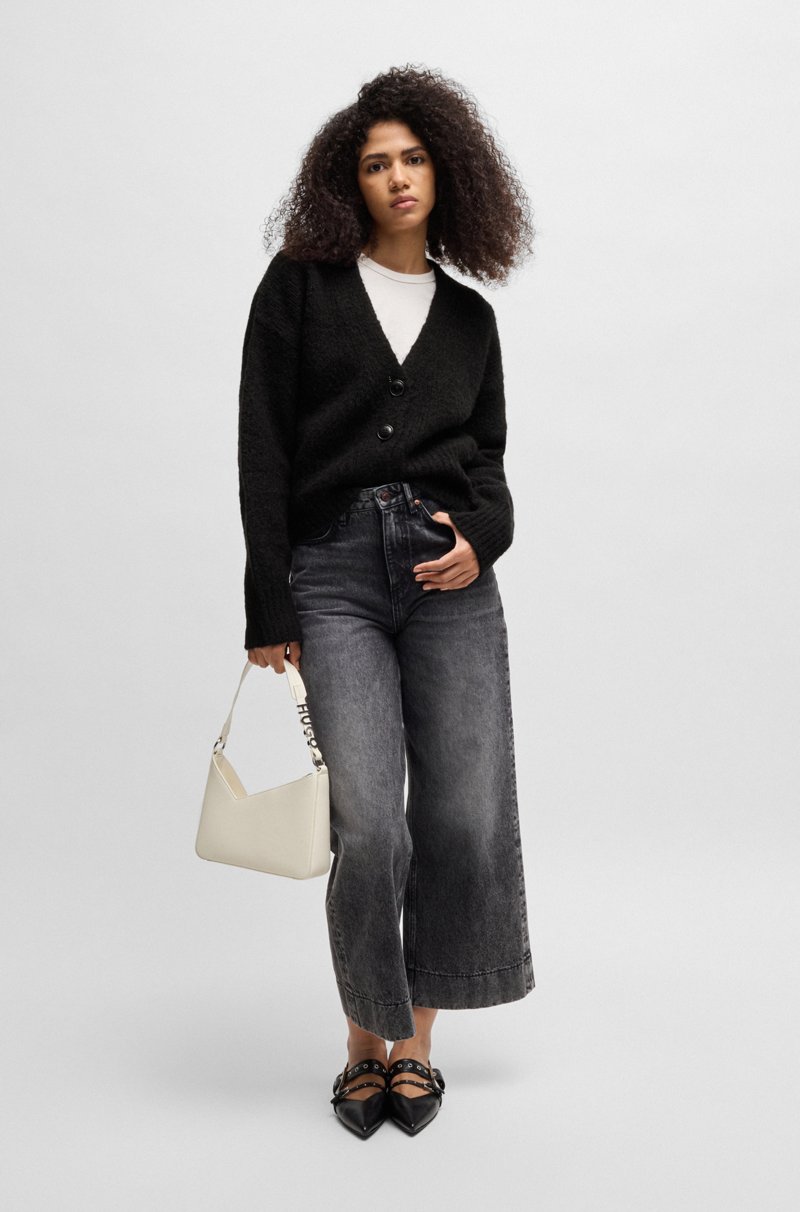 Hugo Boss Cárdigan Oversize Fit Con Cuello En Pico Y Corte Alto