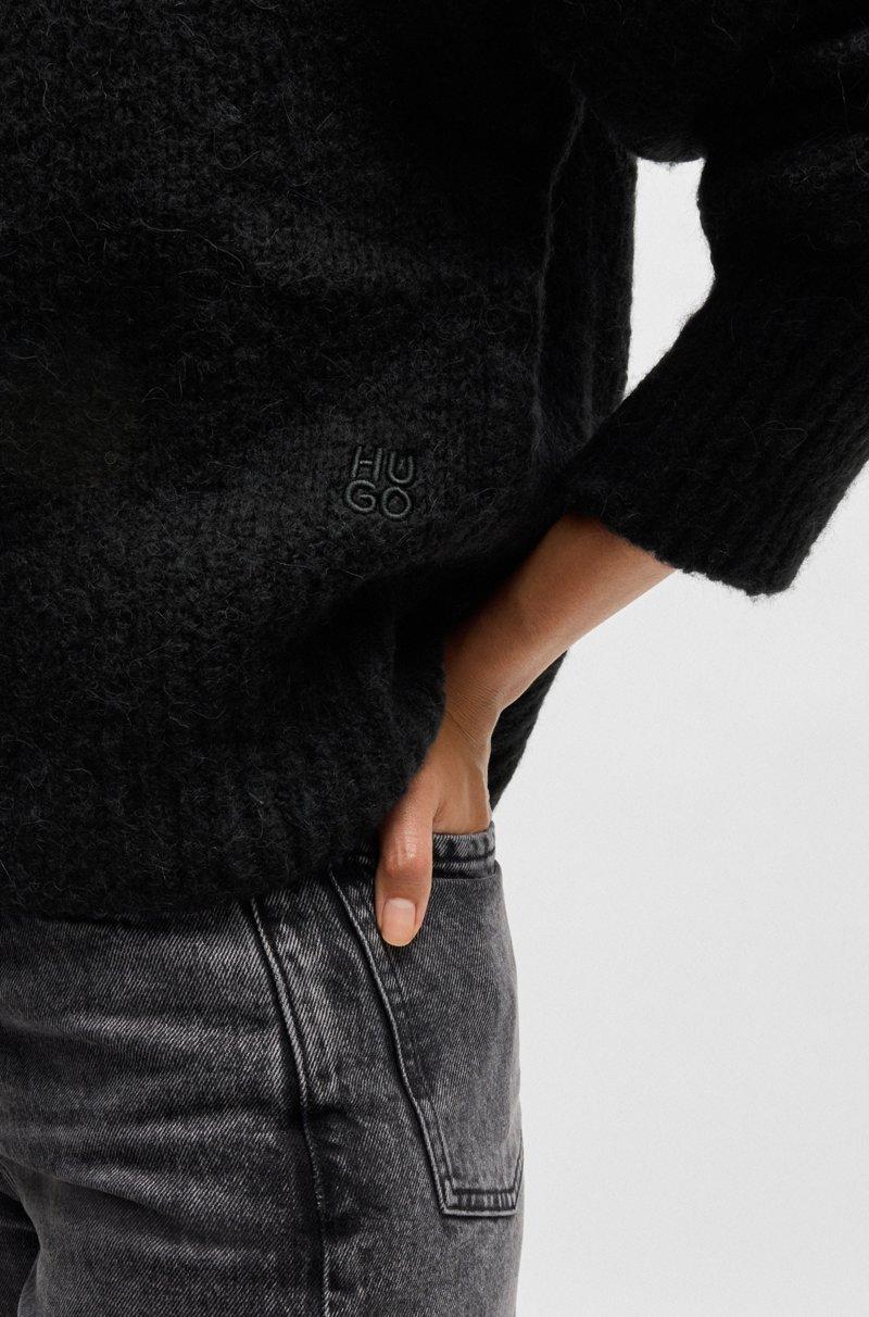 Hugo Boss Cárdigan Oversize Fit Con Cuello En Pico Y Corte Alto