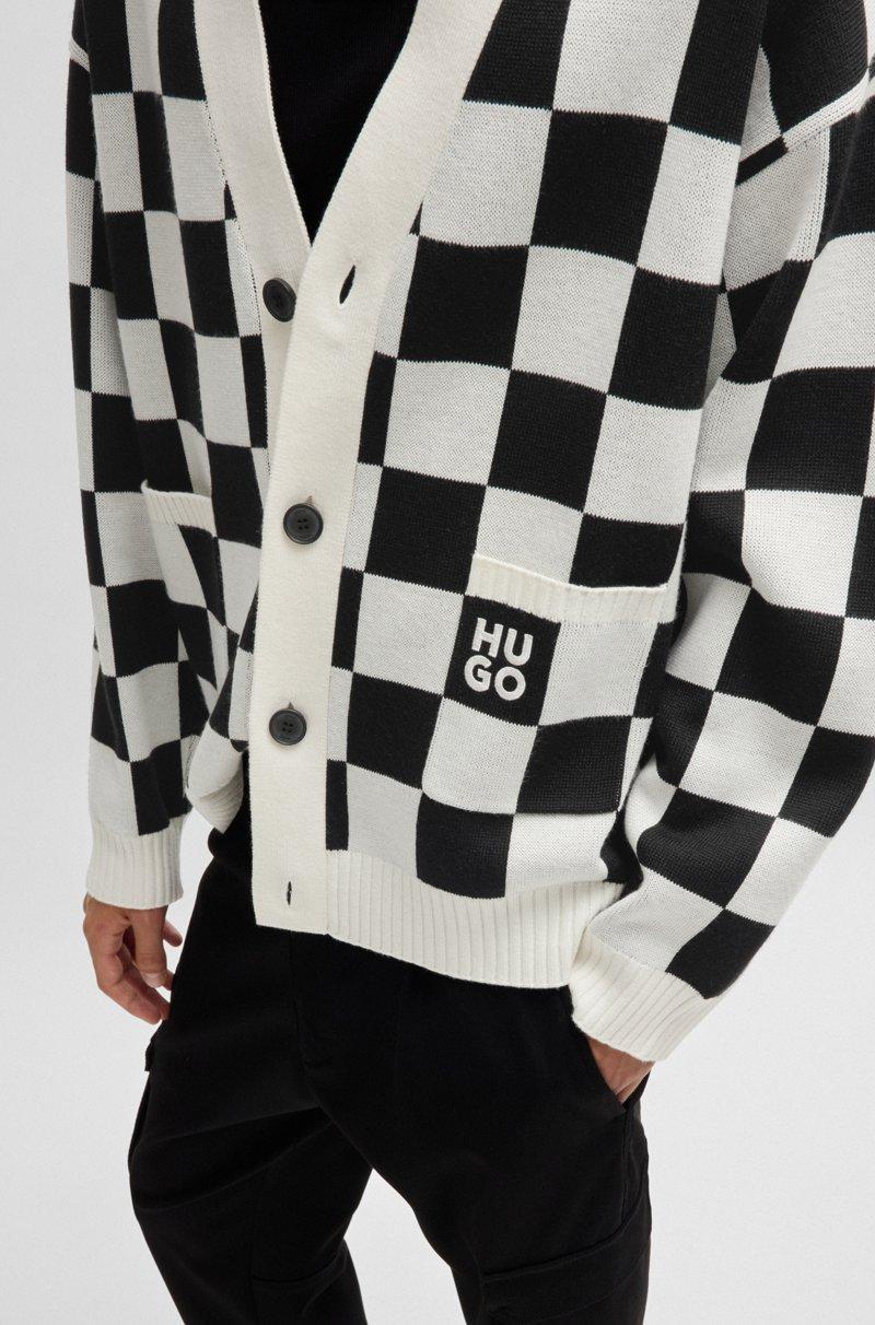 Hugo Boss Cárdigan Oversize Fit Con Estampado A Cuadros