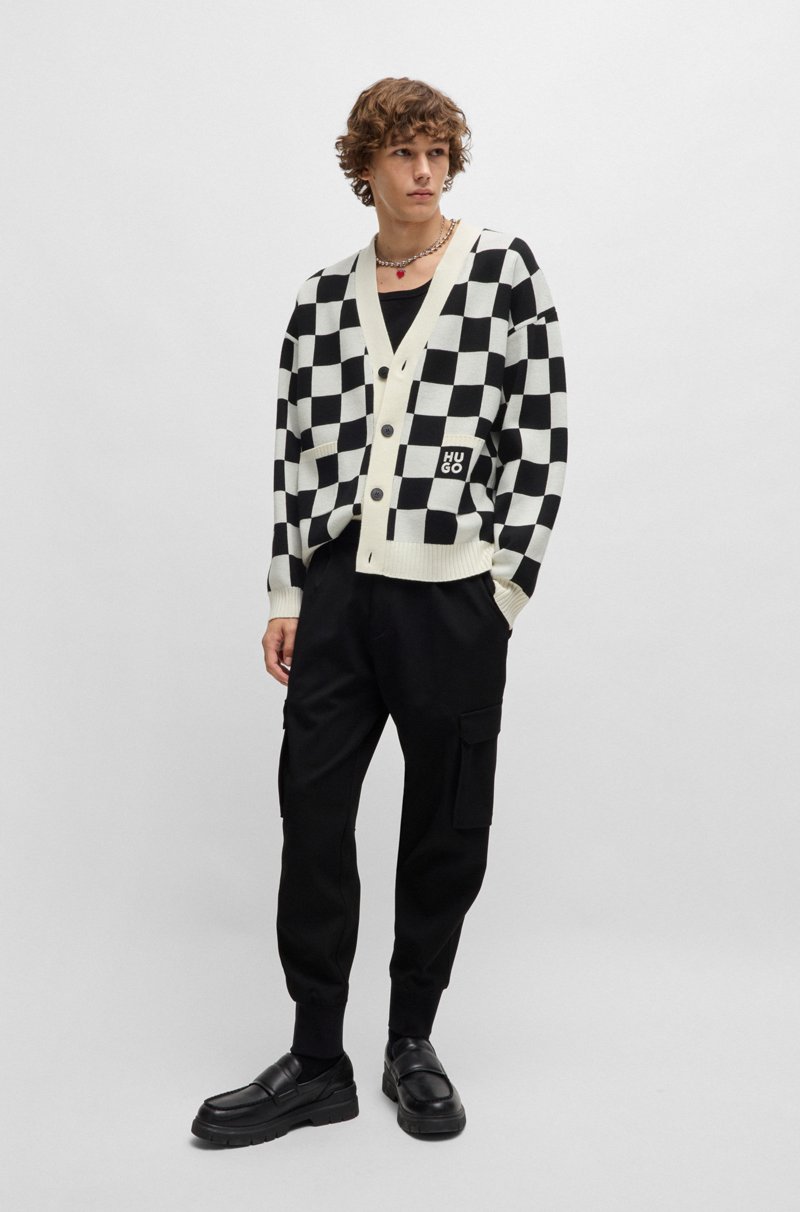Hugo Boss Cárdigan Oversize Fit Con Estampado A Cuadros