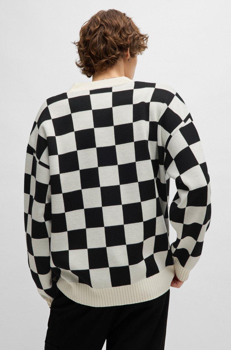 Hugo Boss Cárdigan Oversize Fit Con Estampado A Cuadros