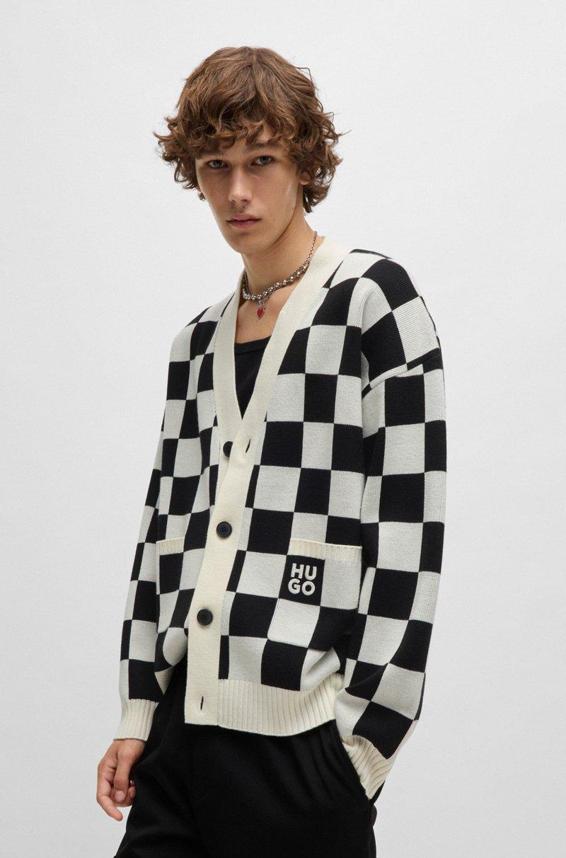 Hugo Boss Cárdigan oversize fit con estampado a cuadros