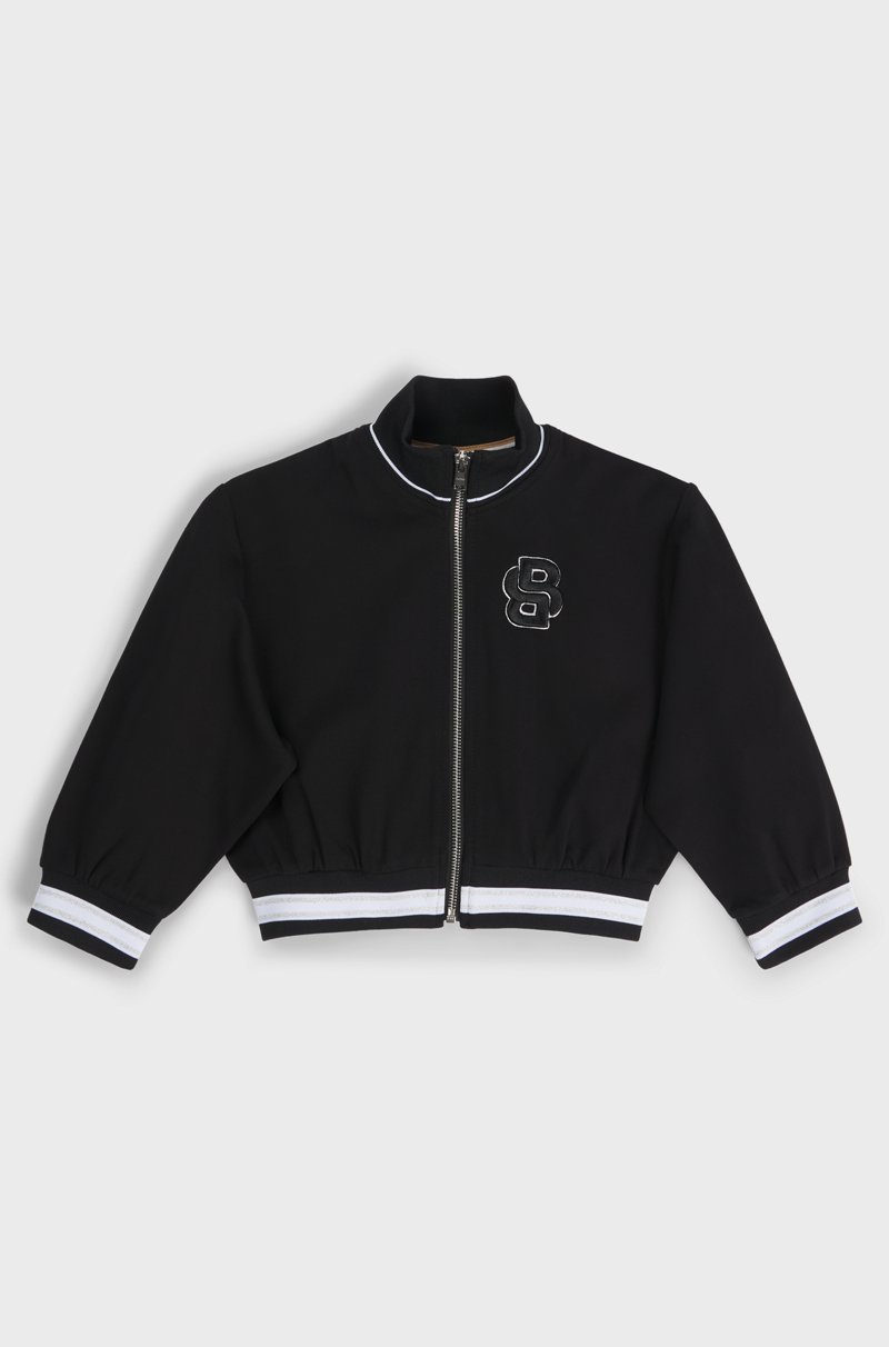 Hugo Boss Cárdigan para niños con cremallera y monograma Double B