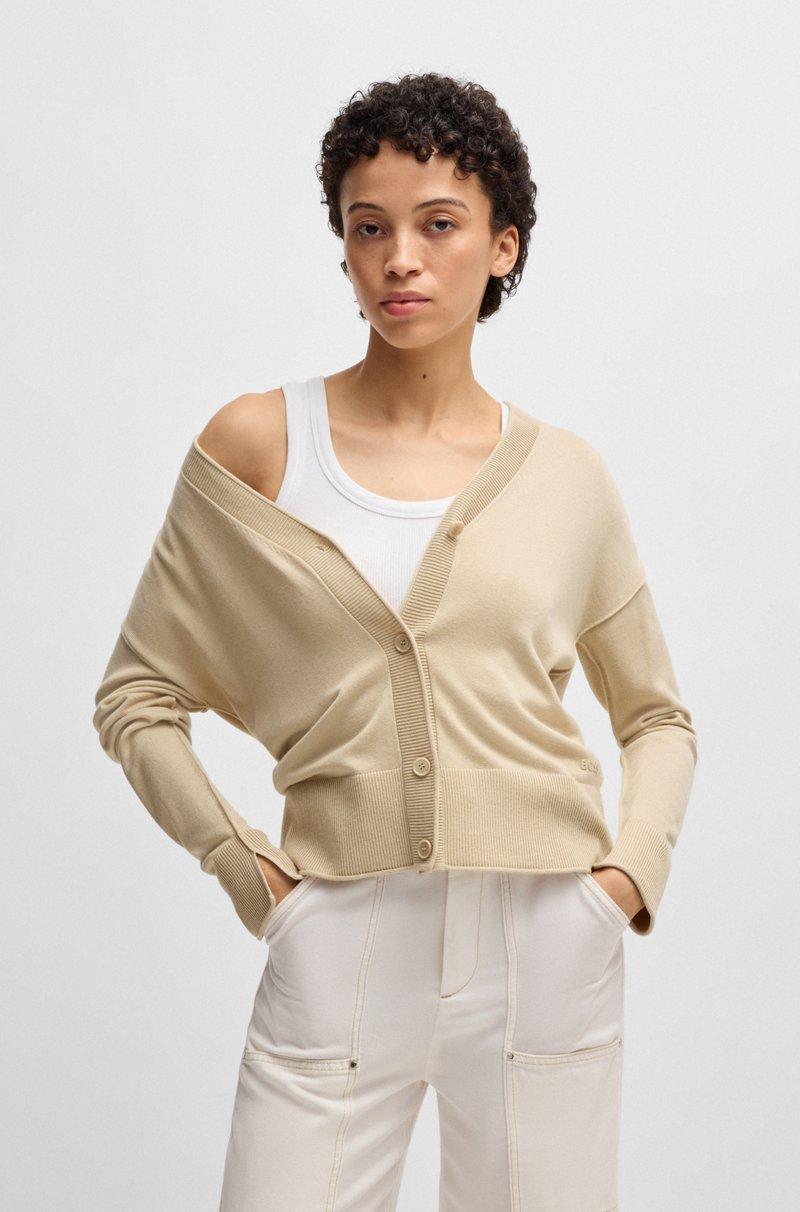 Hugo Boss Cárdigan regular fit con logo de silicona en hilo suave