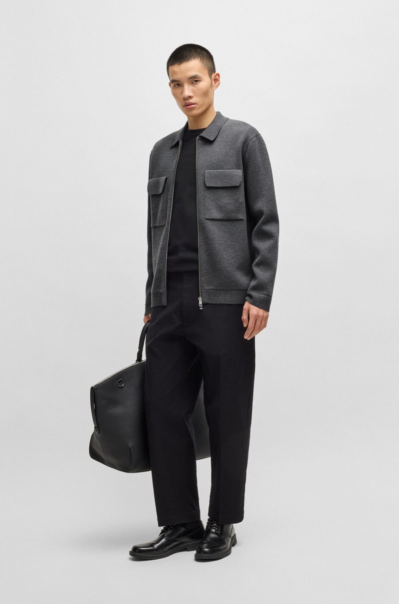 Hugo Boss Cárdigan Regular Fit De Lana Virgen Con Cremallera