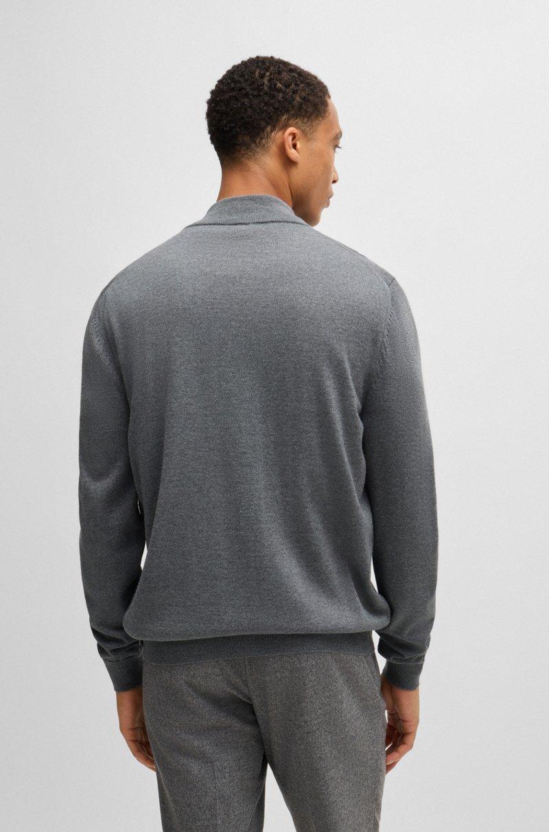 Hugo Boss Cárdigan Regular Fit De Lana Virgen Con Logo Bordado