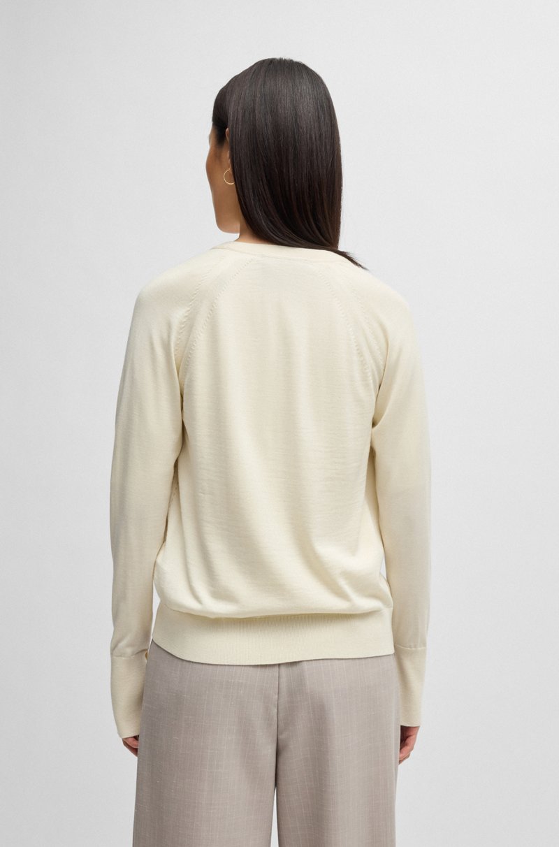 Hugo Boss Cárdigan Relaxed Fit De Lana Seda Y Cashmere