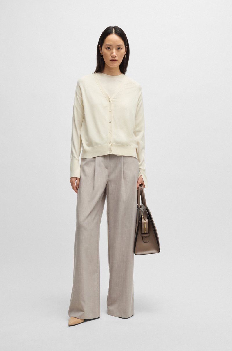 Hugo Boss Cárdigan Relaxed Fit De Lana Seda Y Cashmere