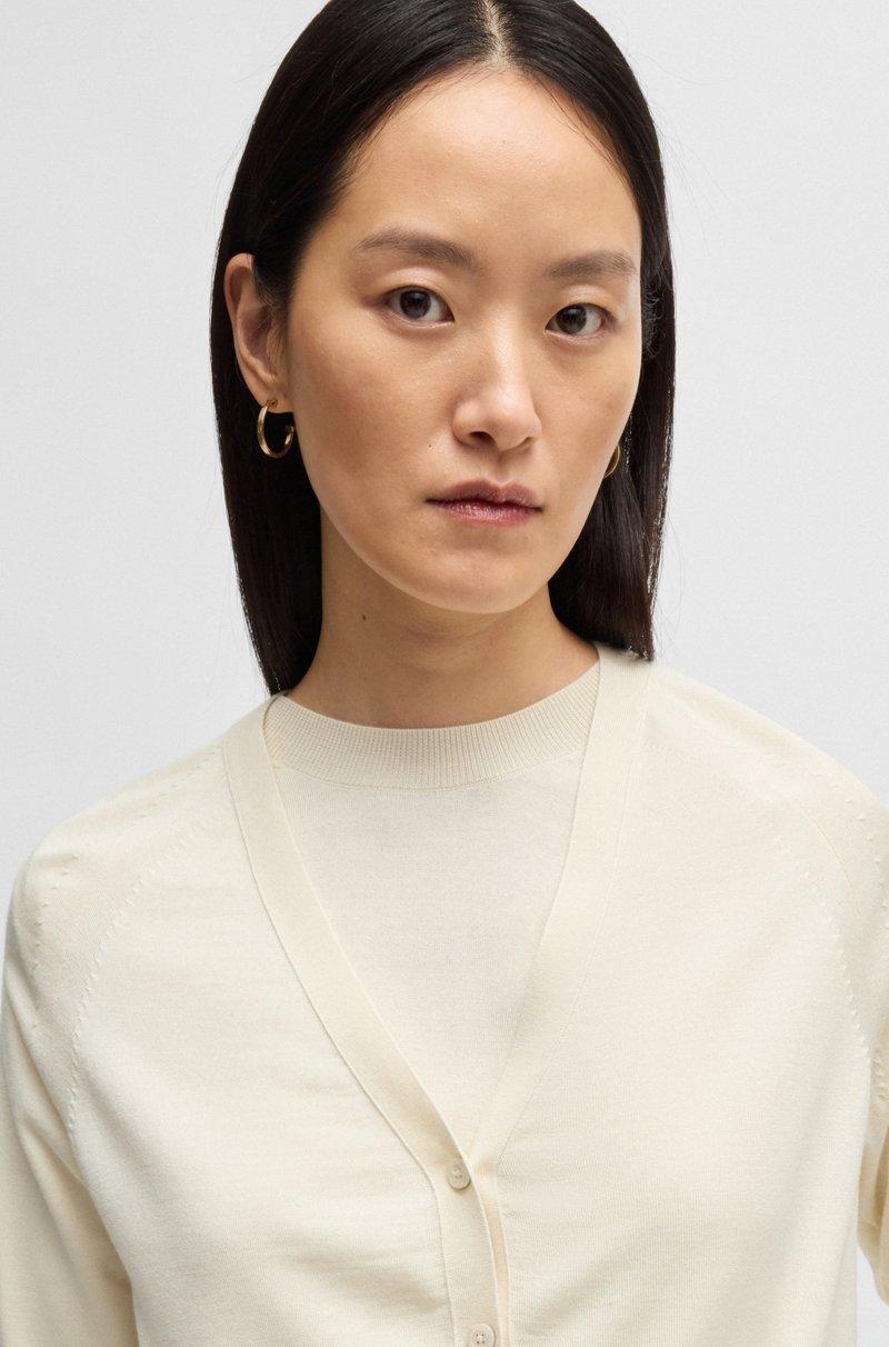 Hugo Boss Cárdigan Relaxed Fit De Lana Seda Y Cashmere