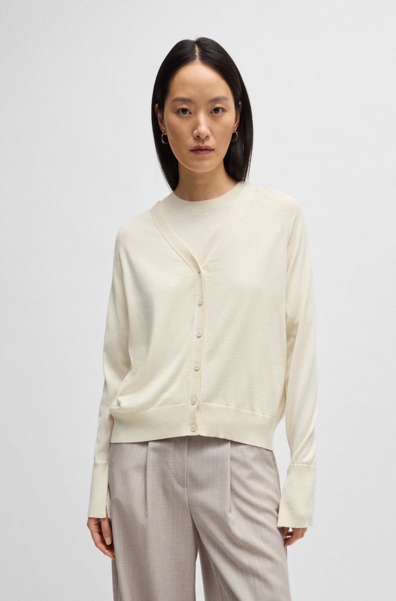 Hugo Boss Cárdigan relaxed fit de lana seda y cashmere