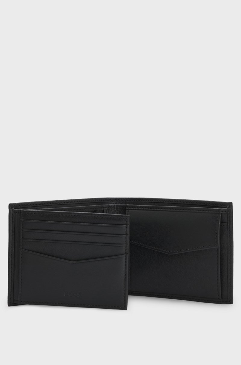 Hugo Boss Cartera De Dos Pliegues En Piel Granulada Con Letras De Logo