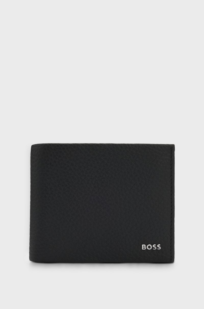 Hugo Boss Cartera de dos pliegues en piel granulada con letras de logo