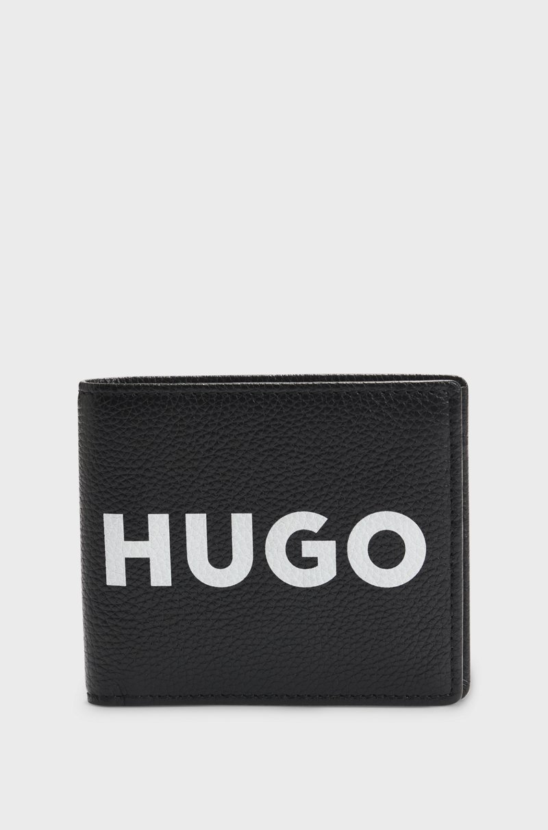 Hugo Boss Cartera de piel granulada con logo en contraste