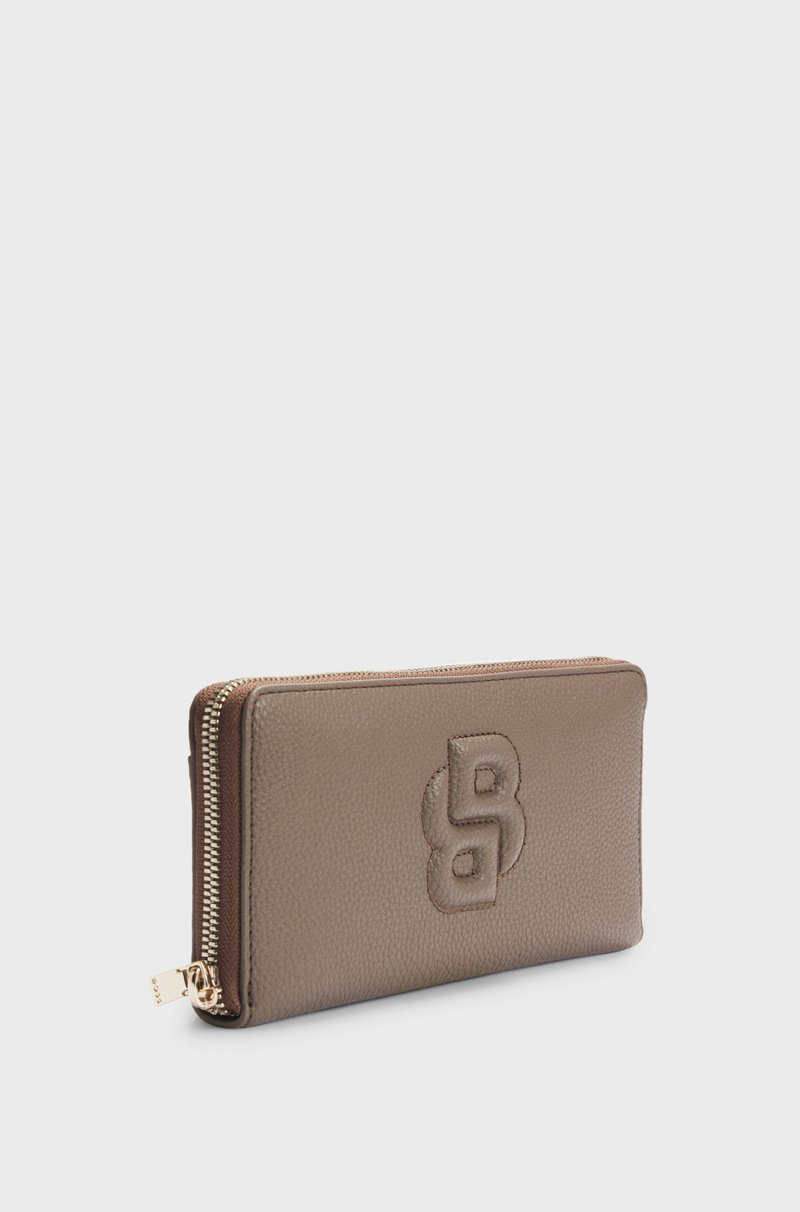 Hugo Boss Cartera De Piel Sintética Con Cremallera Envolvente Y Monograma Double B