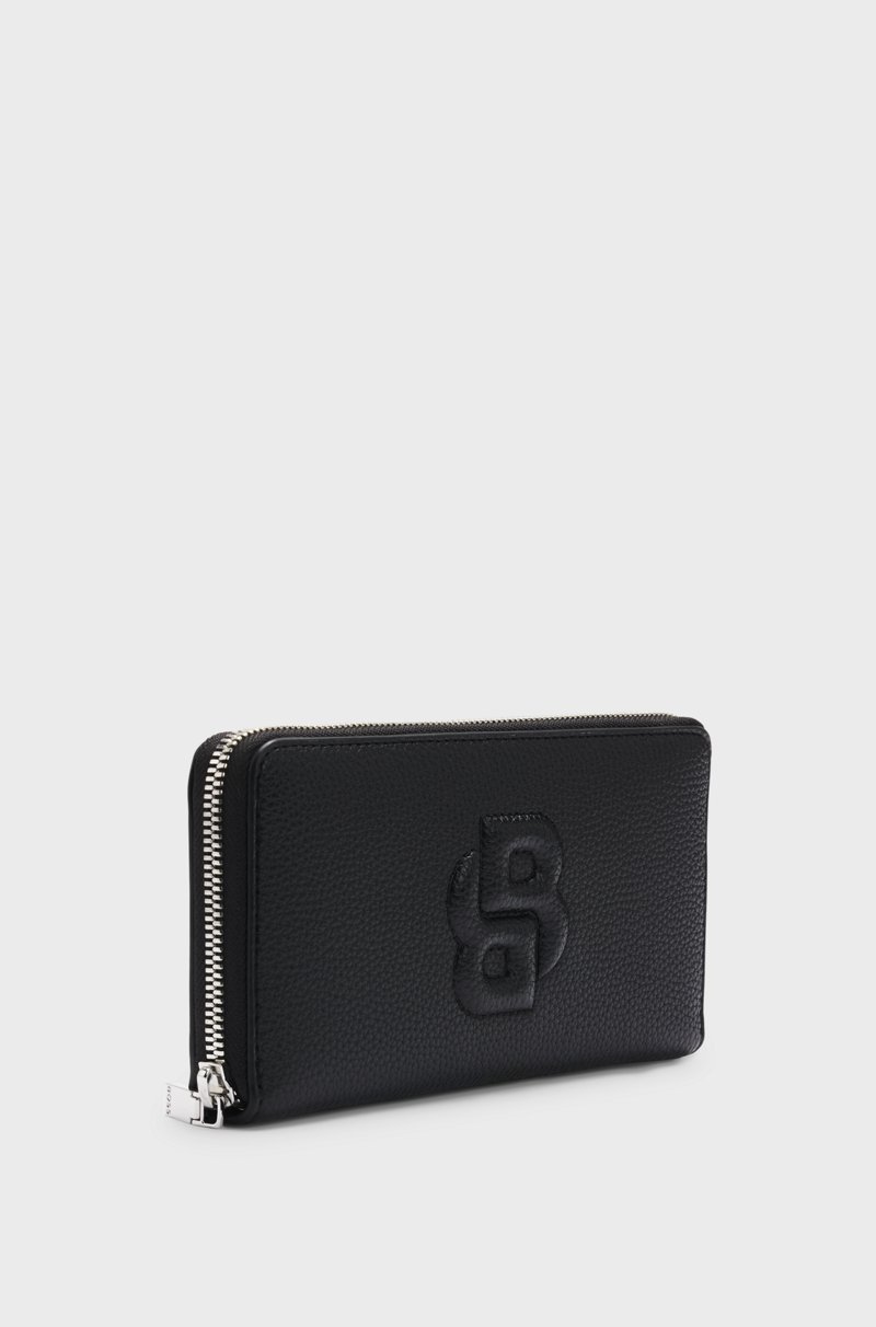 Hugo Boss Cartera De Piel Sintética Con Cremallera Envolvente Y Monograma Double B