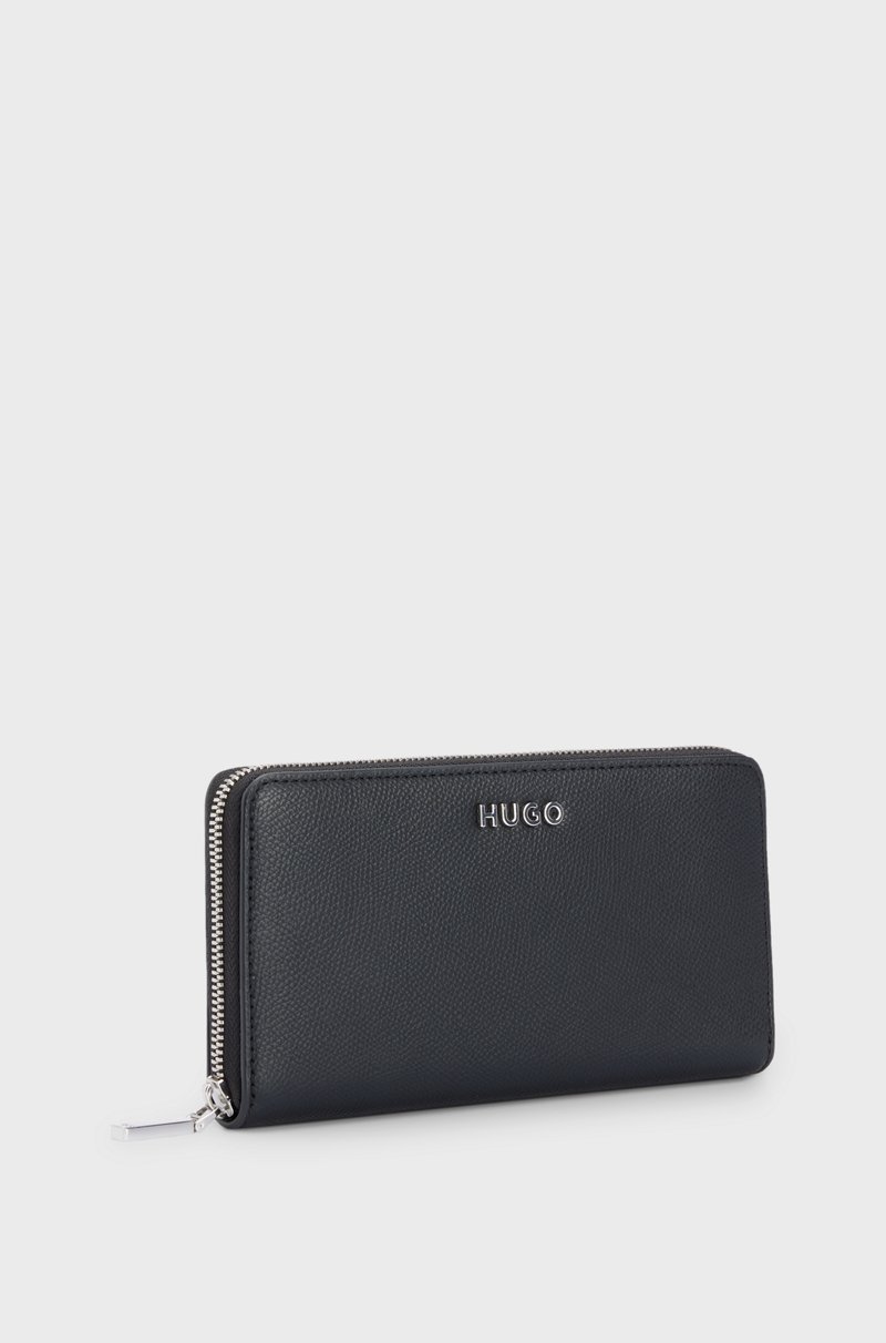 Hugo Boss Cartera De Piel Sintética Granulada Con Cremallera Envolvente Y Letras De Logo
