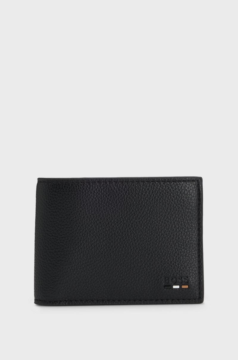 Hugo Boss Cartera de piel sintética granulada con logo y raya de la marca