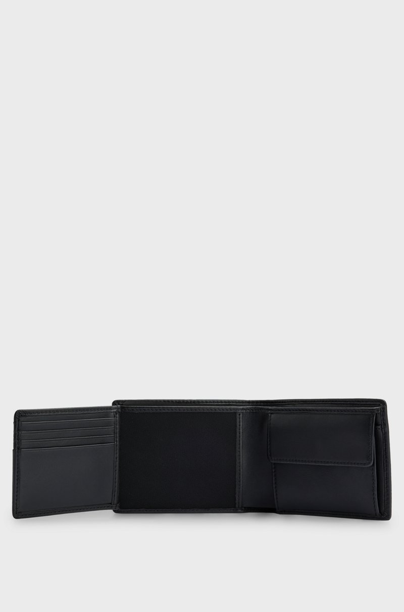 Hugo Boss Cartera De Triple Hoja De Piel Con Logo Grabado Y Bolsillo Monedero