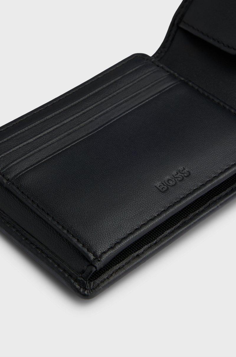 Hugo Boss Cartera De Triple Hoja De Piel Con Logo Grabado Y Bolsillo Monedero