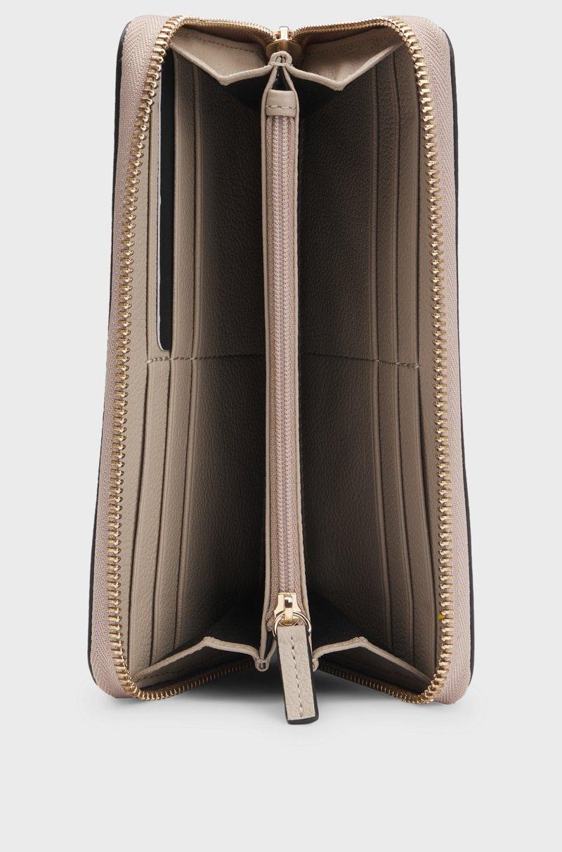 Hugo Boss Cartera En Piel De Textura Granulada Con Cremallera Envolvente Y Letras De Logo