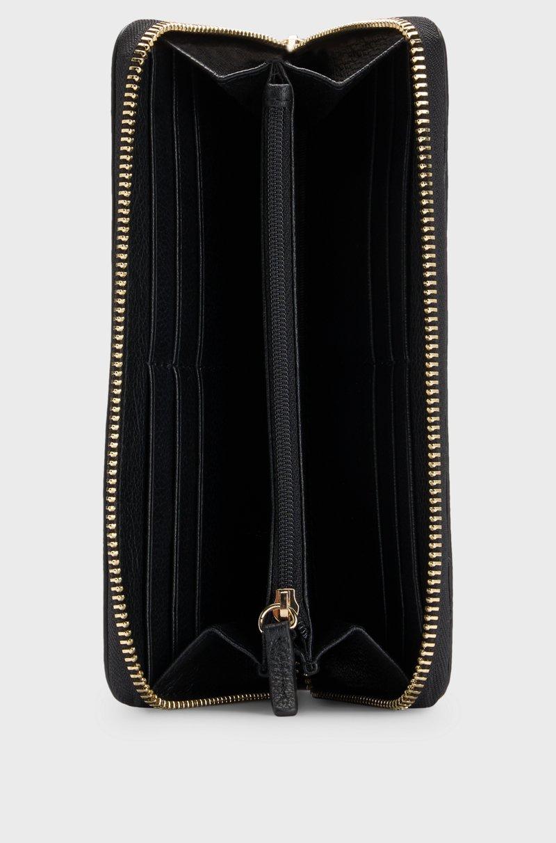 Hugo Boss Cartera En Piel De Textura Granulada Con Cremallera Envolvente Y Letras De Logo