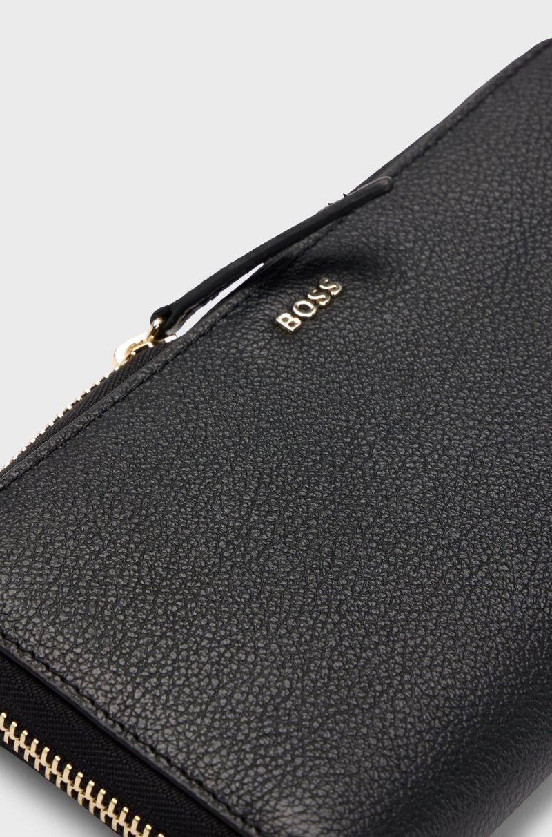 Hugo Boss Cartera En Piel De Textura Granulada Con Cremallera Envolvente Y Letras De Logo