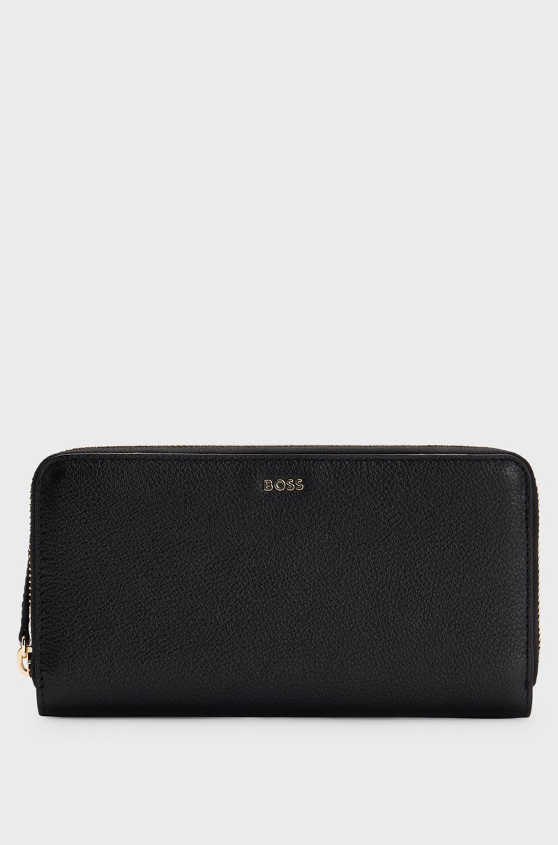 Hugo Boss Cartera en piel de textura granulada con cremallera envolvente y letras de logo
