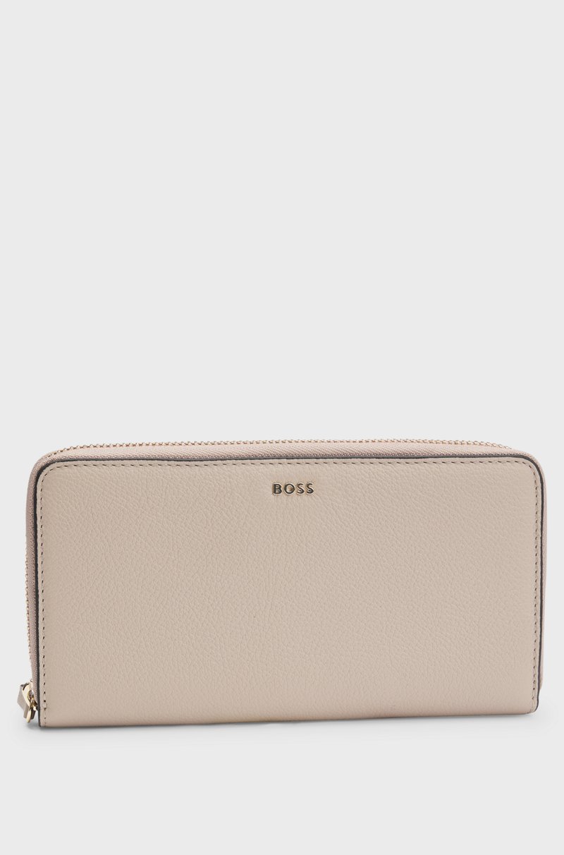 Hugo Boss Cartera en piel de textura granulada con cremallera envolvente y letras de logo