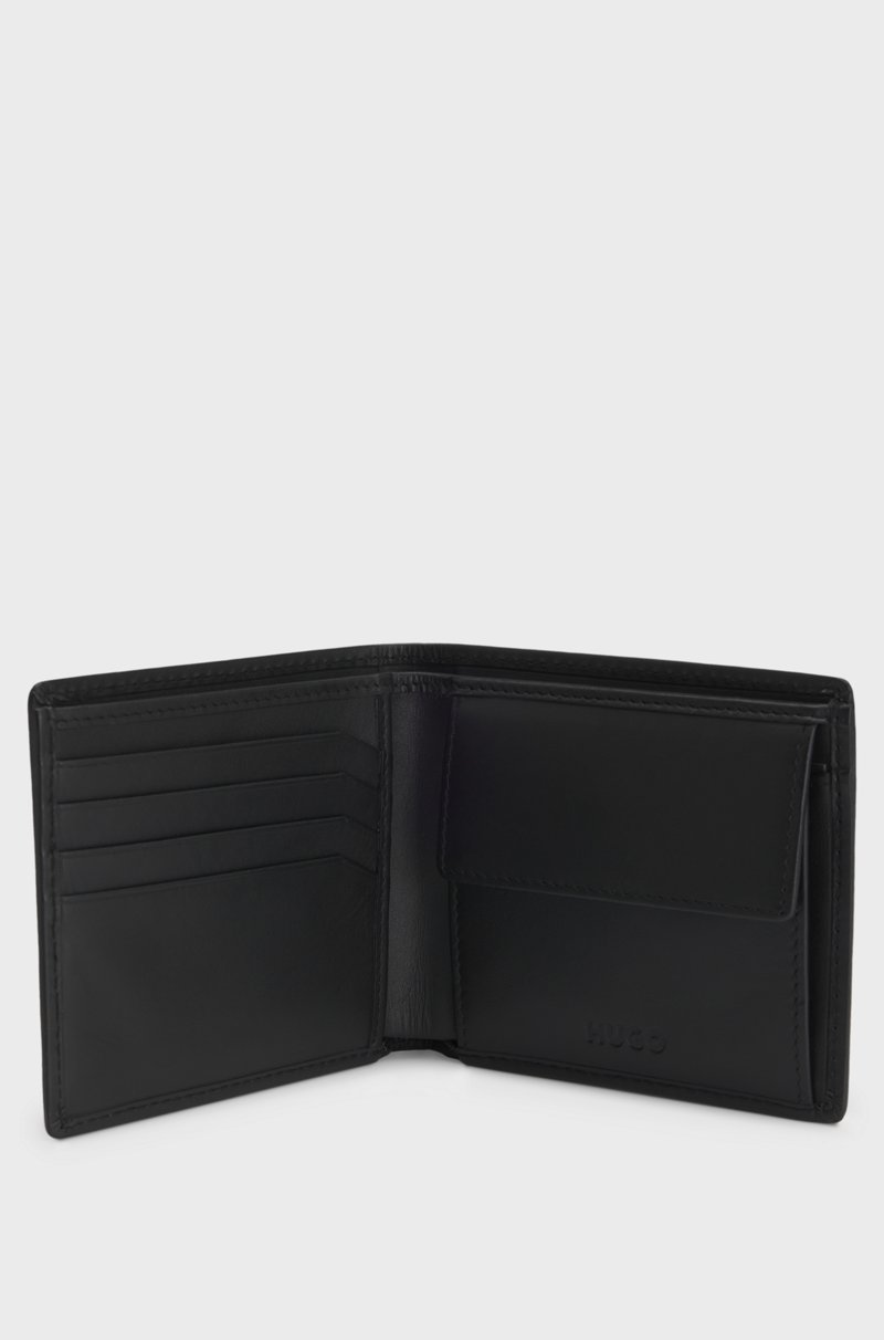 Hugo Boss Cartera Plegable De Piel Con Logo Apilado Rojo