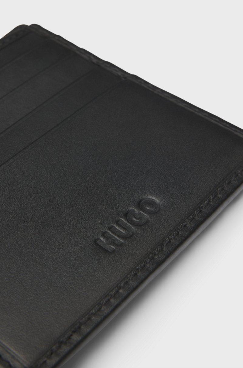 Hugo Boss Cartera Plegable De Piel Con Logo Apilado Rojo