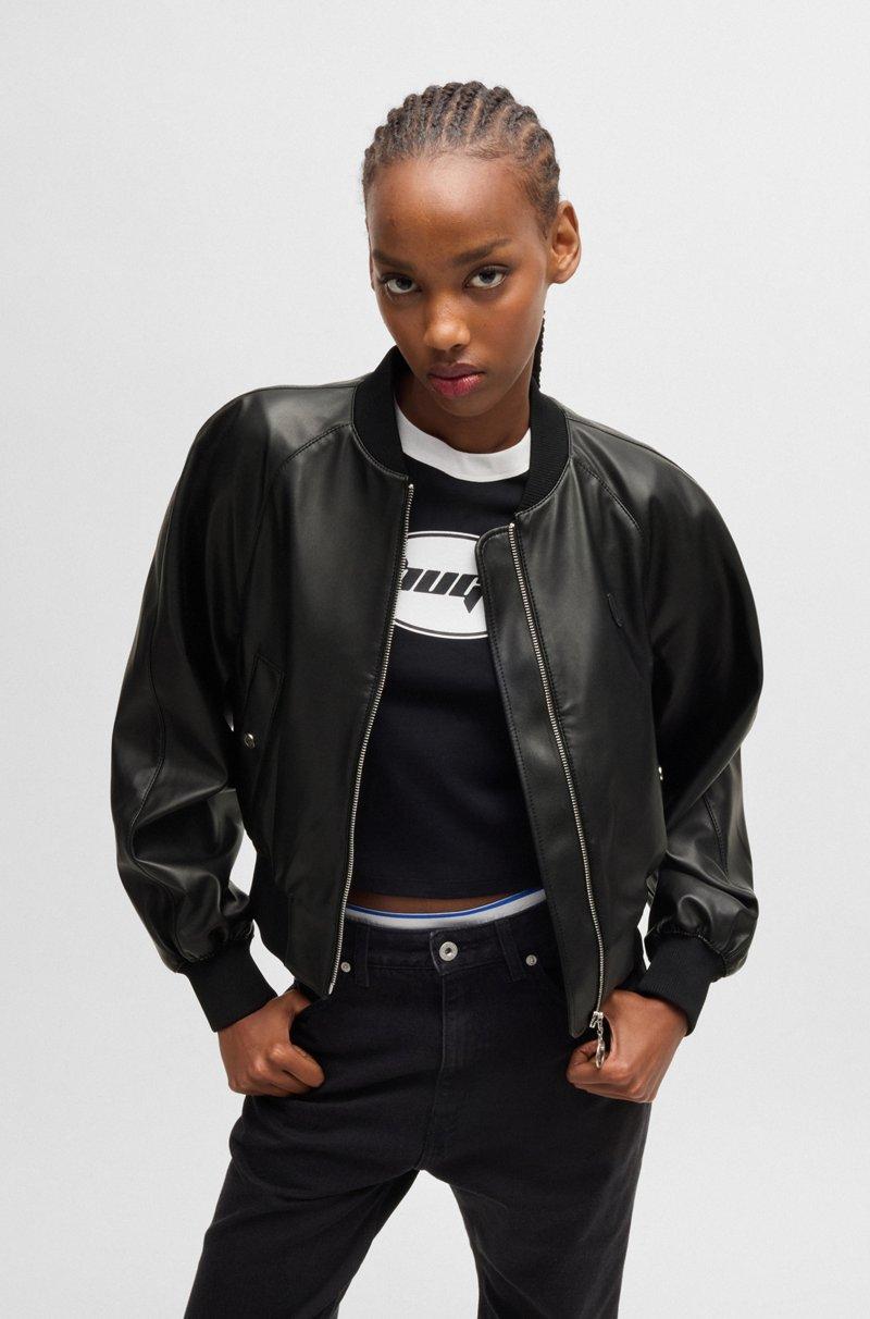 Hugo Boss Cazadora bomber de piel sintética con ribetes de logo Happy HUGO