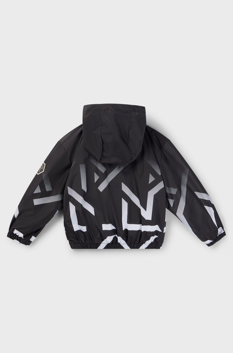 Hugo Boss Cazadora Cortavientos Con Capucha Para Niños Con Ilustración En Degradado